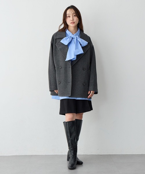 anyfee ピーコート pコート 「anyfee/大きいサイズ」ミディ丈Pコート