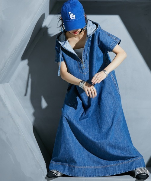 「GEVS.」 「SMILELAND」半袖ワンピース M ブルー レディース_画像2