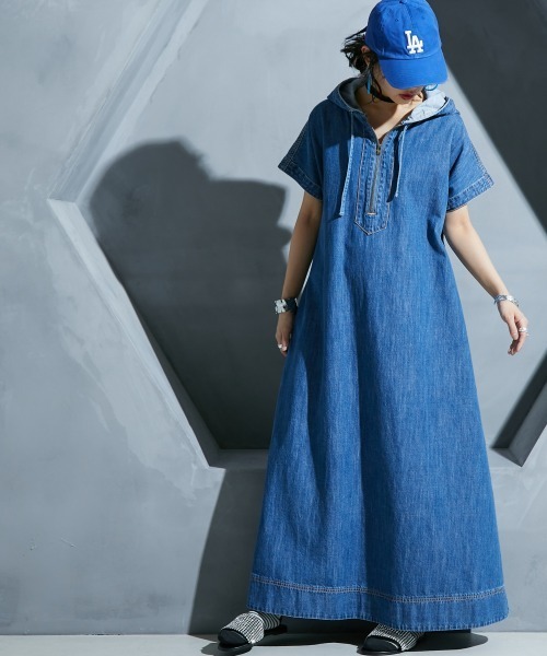 「GEVS.」 「SMILELAND」半袖ワンピース M ブルー レディース_画像3