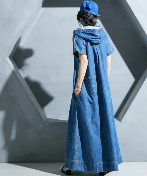 「GEVS.」 「SMILELAND」半袖ワンピース M ブルー レディース_画像4