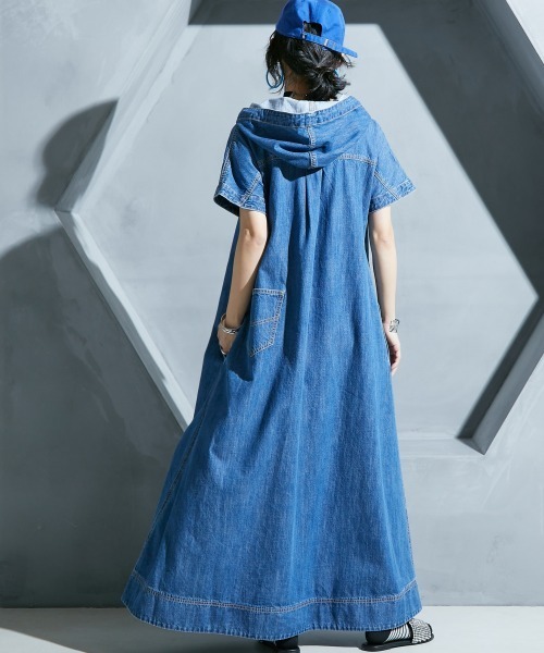 「GEVS.」 「SMILELAND」半袖ワンピース M ブルー レディース_画像5