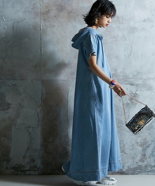 「GEVS.」 「SMILELAND」半袖ワンピース M ブルー レディース_画像7