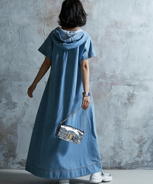 「GEVS.」 「SMILELAND」半袖ワンピース M ブルー レディース_画像9