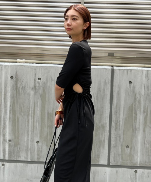 「HANNE」 半袖ワンピース FREE ブラック レディース_画像3