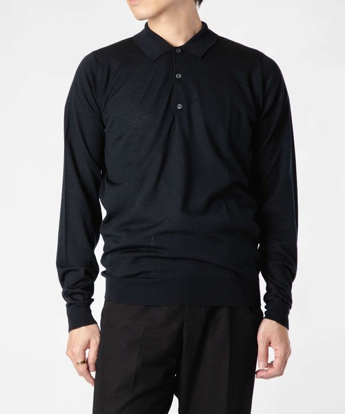 LEO　極美品　ジョンスメドレー　メンズ　黒　ポロシャツ　M JOHN SMEDLEY（ジョンスメドレー） ポロシャツ JOHN SMEDLEY BELPER