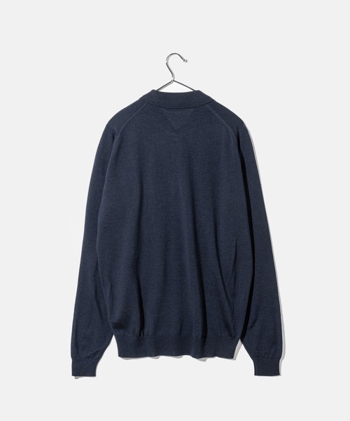 レショップ別注 ジョンスメドレー ウール ニットポロシャツ L ネイビー レショップ別注 ジョンスメドレー ウール ニットポロシャツ L ネイビー