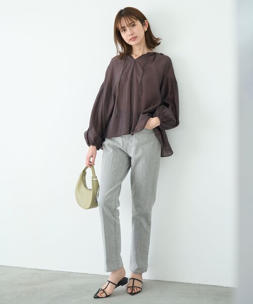 「UNFILO」 長袖ブラウス SMALL ベージュ レディース_画像6