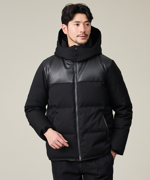 ABAHOUSE GRAY ダウンジャケット ダウン 「700FP」レザーライクコンビ