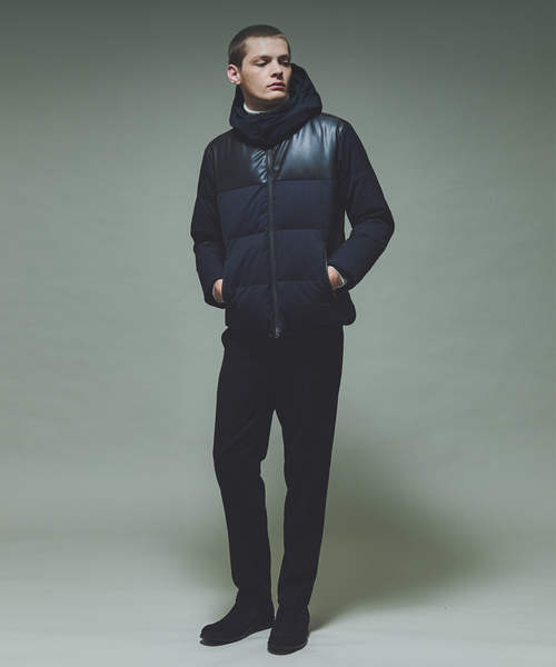 ABAHOUSE GRAY ダウンジャケット ダウン 「700FP」レザーライクコンビ