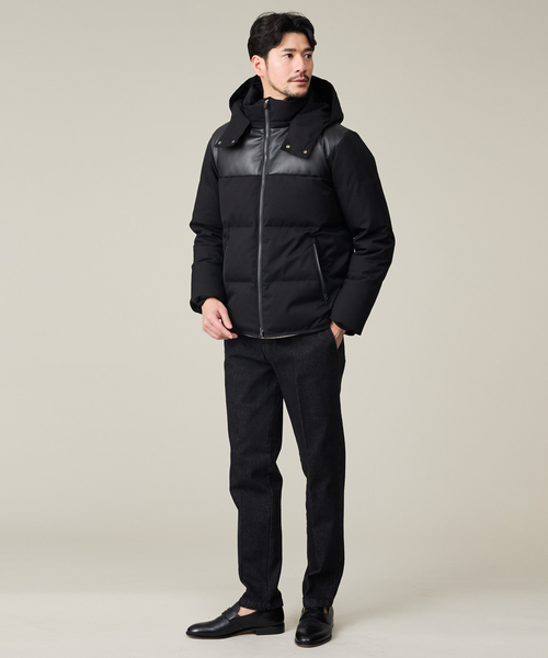 ABAHOUSE GRAY ダウンジャケット ダウン 「700FP」レザーライクコンビ