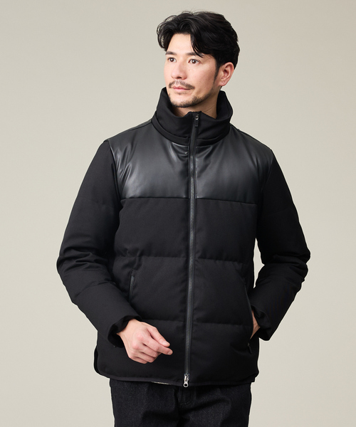 ABAHOUSE GRAY ダウンジャケット ダウン 「700FP」レザーライクコンビ