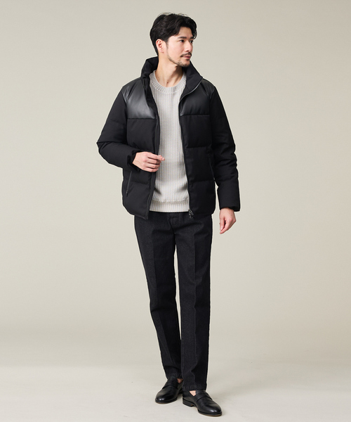ABAHOUSE GRAY ダウンジャケット ダウン 「700FP」レザーライクコンビ