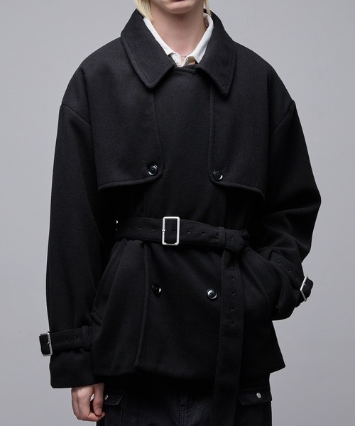 「Loose/ルース」 トレンチコート X-SMALL ダークグレー メンズ_画像4