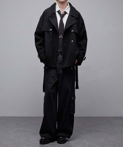 「Loose/ルース」 トレンチコート X-SMALL ダークグレー メンズ_画像8