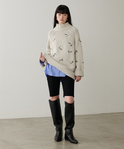 「LARUTA」 タートルネックニット FREE チャコールグレー レディース_画像3