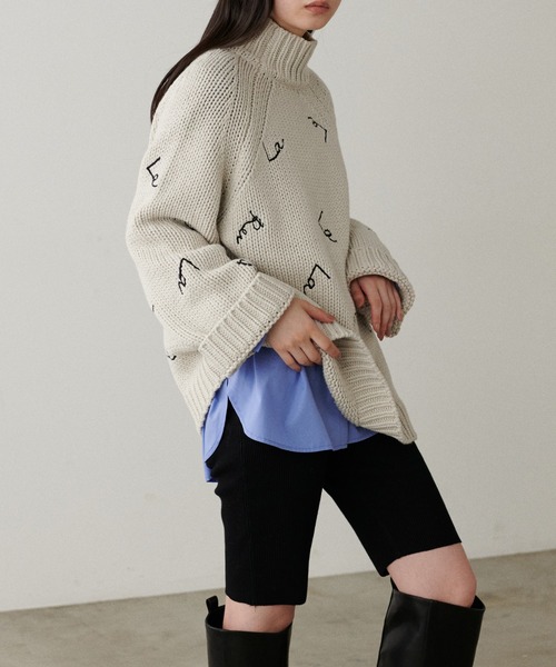 「LARUTA」 タートルネックニット FREE チャコールグレー レディース_画像6