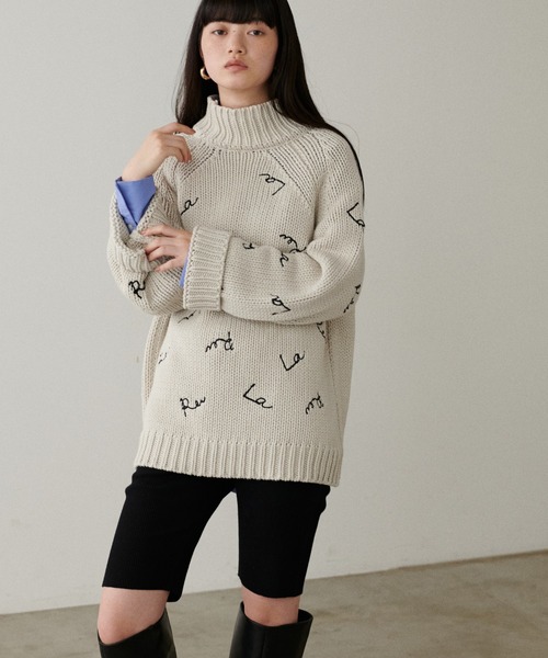 「LARUTA」 タートルネックニット FREE チャコールグレー レディース_画像8