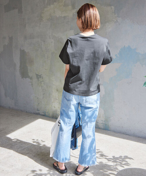 「SLOBE IENA」 半袖Tシャツ FREE チャコールグレー レディース_画像2