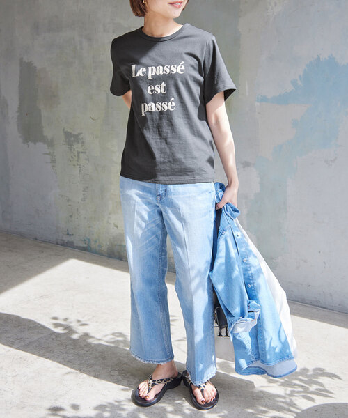 「SLOBE IENA」 半袖Tシャツ FREE チャコールグレー レディース_画像3
