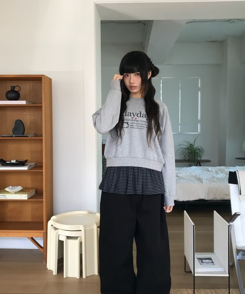 DAYDAY seoul トレーナー スウェット ドットカテゴリーロゴクロップド