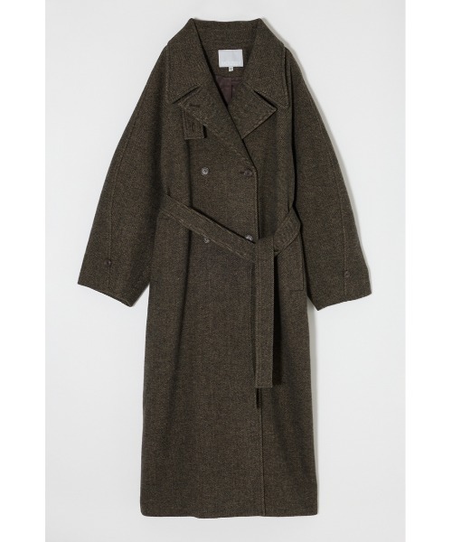 M_ moussy BIG TAILORED SHAGGY ロングコート MOUSSY シャギーロングコート リサイクルポリエステル×ウール混 L/GRY1