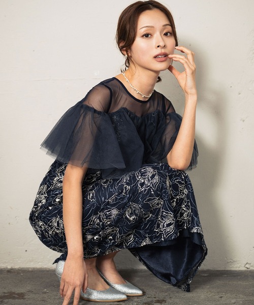 GIRL DRESS FOR NOW パーティードレス ドレス チュールフリルエン