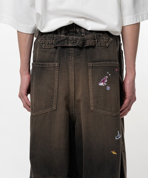 ワイドパンツ ジーンズ Kids Sticker Printed Baker Denim Pants メンズの画像