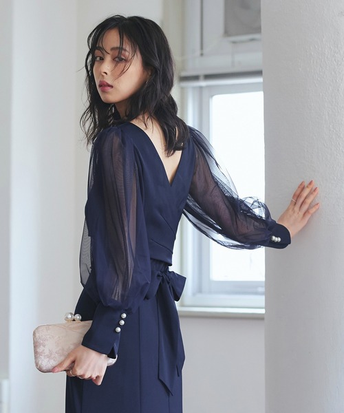 「RUIRUE BOUTIQUE」 ドッキングワンピース L ネイビー レディースの画像
