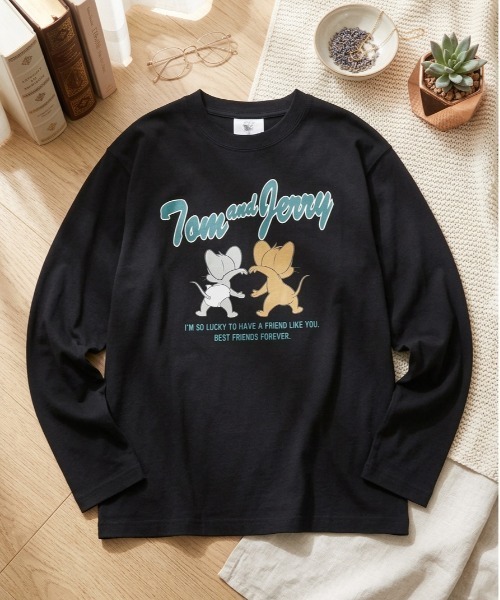 ジェリーロペス　Tシャツ ロングスリーブ　M tシャツ 「TOM＆JERRY/トムとジェリー」キャラクタープリントロング