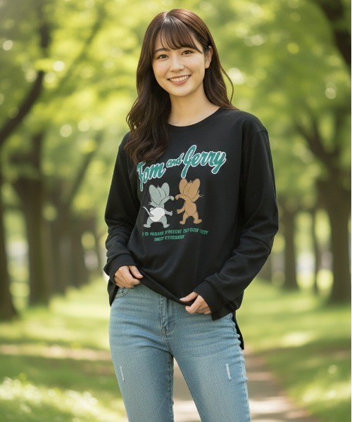 tシャツ 「TOM＆JERRY/トムとジェリー」キャラクタープリントロング