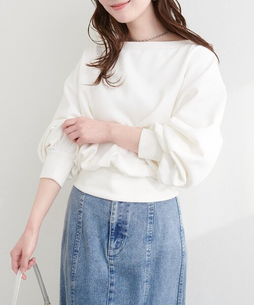 via j オフショルトレーナー via j】ドロップショルダークロップドトレーナー | CANAL JEAN