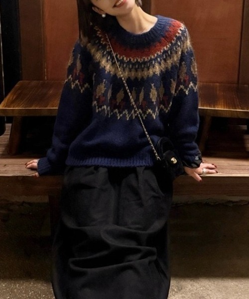 「LADY LIKE」 長袖ニット M グレー レディース_画像7