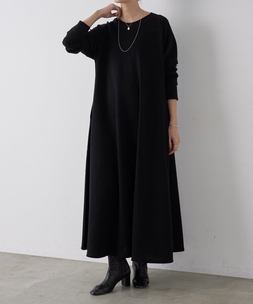 BEARDSLEY ギャザーチュニック　ブラック　ビアズリー　洗える　長袖　黒 BEARDSLEY（ビアズリー） 長袖ワンピース 1 キャメル レディース