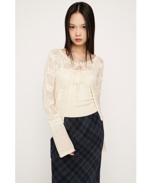 sly CROCHET TOUCH 2P カーディガン 黒 SLY（スライ） カーディガン CROCHET TOUCH 2P CD クロシェタッチツー