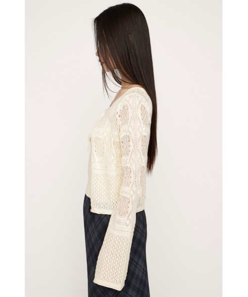 sly CROCHET TOUCH 2P カーディガン 黄色 SLY | RIBBON BUTTON SHAGGY カーディガン (カーディガン ) |SHEL'TTER