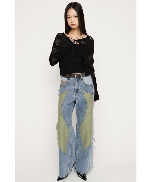 sly CROCHET TOUCH 2P カーディガン 黒 CROCHET TOUCH 2P CD クロシェタッチツーピーカーディガン 春服