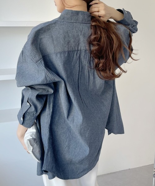 「U.S. POLO ASSN.」 長袖シャツ M ホワイト×ネイビー レディース_画像5