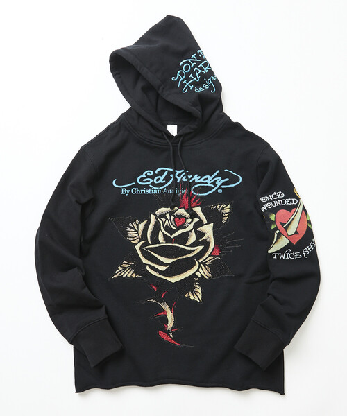 Ed Hardy スカル＆バラのストーンパーカー