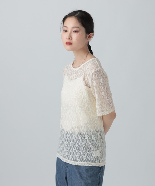LEPSIM（レプシィム） tシャツ ストレッチレース5分袖T 672392