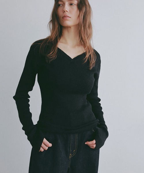 シートーキョー SHE Tokyo Grit ニット F｜ブラック トップス 半袖 プルオーバー クルーネック【2400014874693】 FREAK'S STORE（フリークスストア） ニット セーター 限定展開 クール