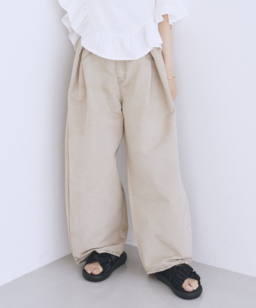 ジーンズ デニム デニムパンツ タックバルーンデニム レディース