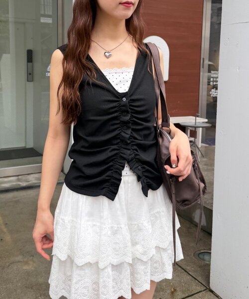 w closet（ダブルクローゼット） tシャツ なみなみドットレイヤード 