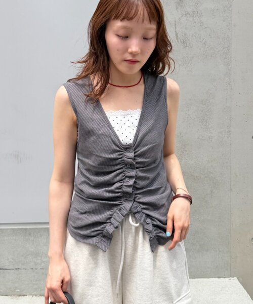 w closet（ダブルクローゼット） tシャツ なみなみドットレイヤード 