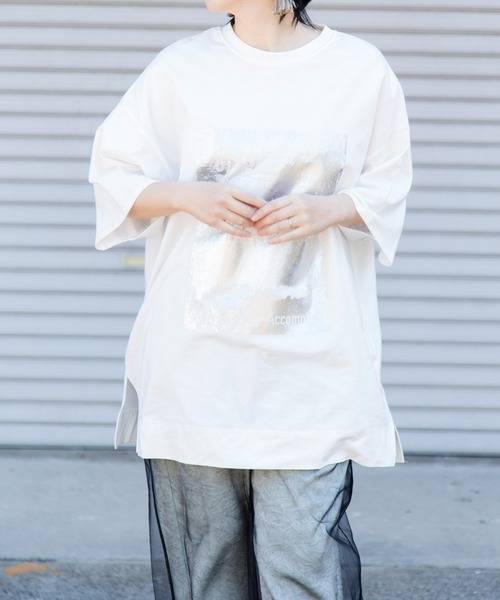 「OSMOSIS」 7分袖カットソー ONE SIZE ホワイト レディース_画像5