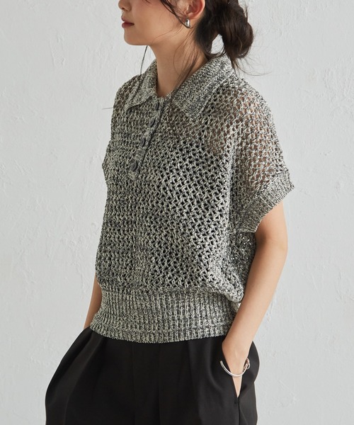 「RANAN」 半袖ポロシャツ L ブラック系その他 レディース_画像5