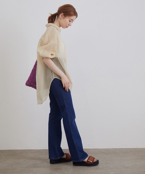 「MADEMOISELLE ROPE'」 長袖シャツ 38 ブラウン レディース_画像2