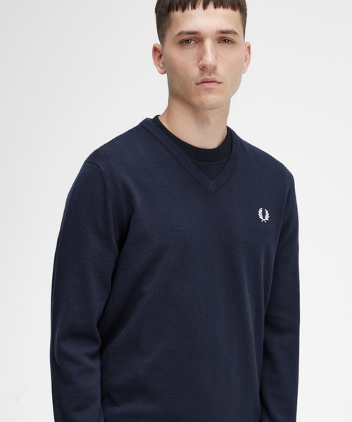 フレッドペリー　Classic V Neck Jumper ネイビー FRED PERRY（フレッドペリー） セーター ニット Classic V Neck
