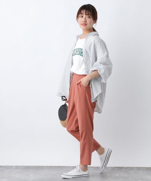 GLOBAL WORK シャツ ブラウス フレンチリネンイージーケアシャツ
