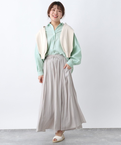 トップス kyanao GLOBAL WORK シャツ ブラウス フレンチリネンイージーケアシャツ