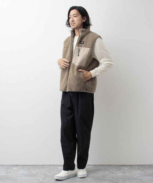 TAION フリース ベージュリバーシブル ベスト TAION（タイオン） ダウンベスト ベスト TAION BOA REVERSIBLE DOWN